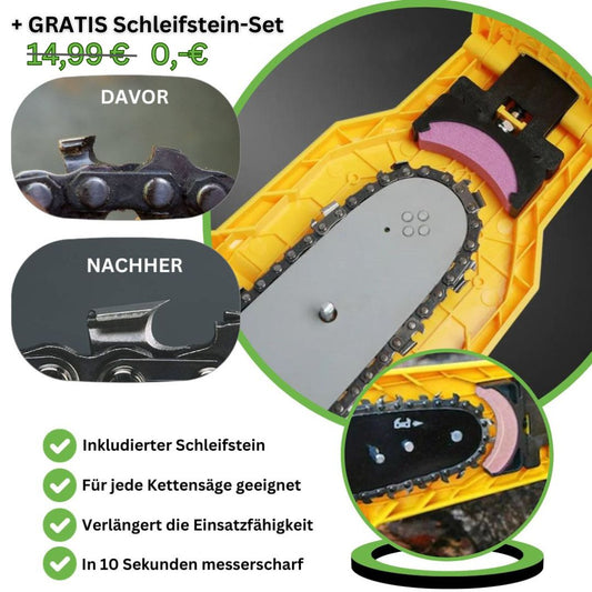 UltraSaw - Kettenschärfer für jede Kettensäge inkl. GRATIS Schleifsteine 5er-Set