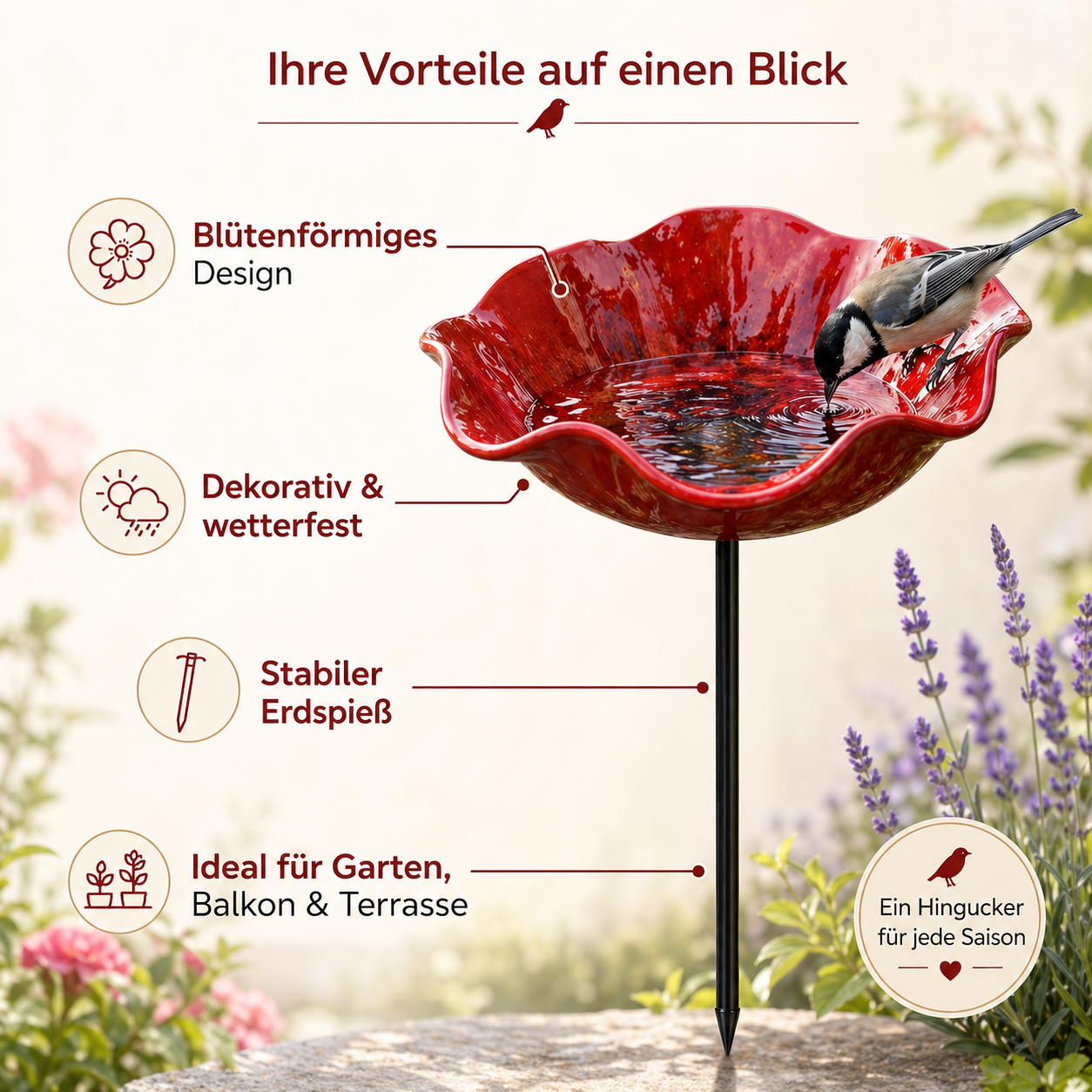 Vogelblüten - Vogeltränke in Blütenform | 2er-Set