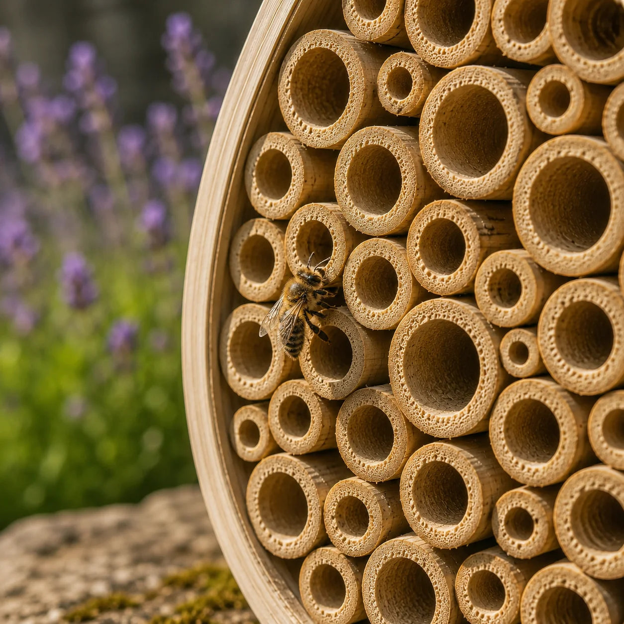 Wildbienenhotel – Handgeflochten aus Bambus & Hartholz