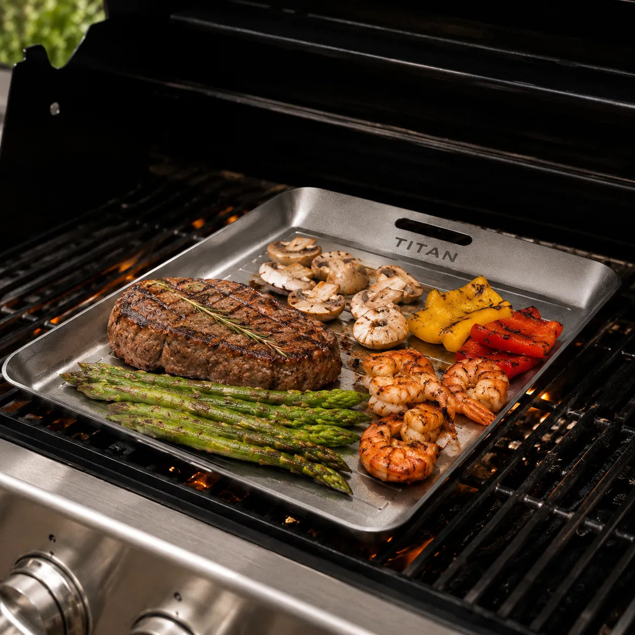 TitanPure Pro — Grill-Tablett Set Camping & BBQ | PFAS-frei | Mit Zange