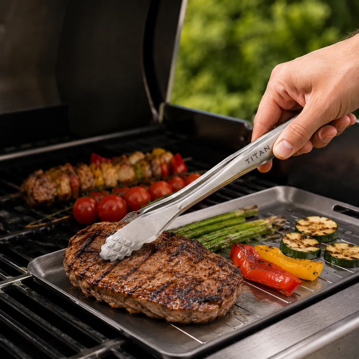 TitanPure Pro — Grill-Tablett Set Camping & BBQ | PFAS-frei | Mit Zange
