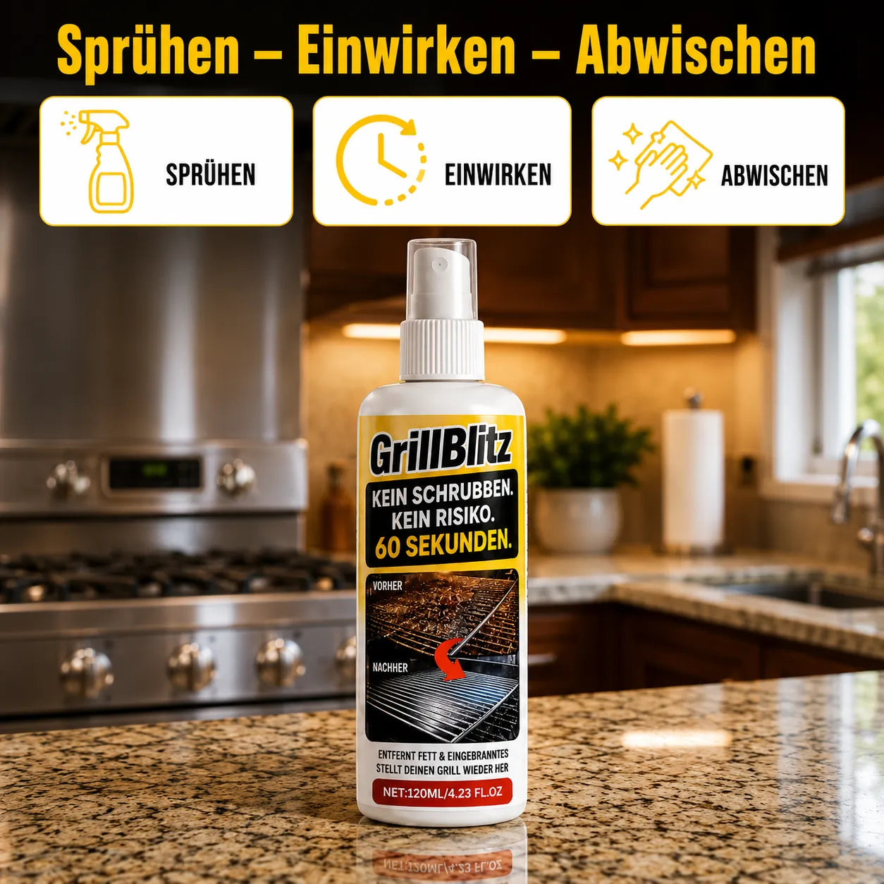 GrillBlitz - Kein Schrubben. Kein Risiko. 60 Sekunden.