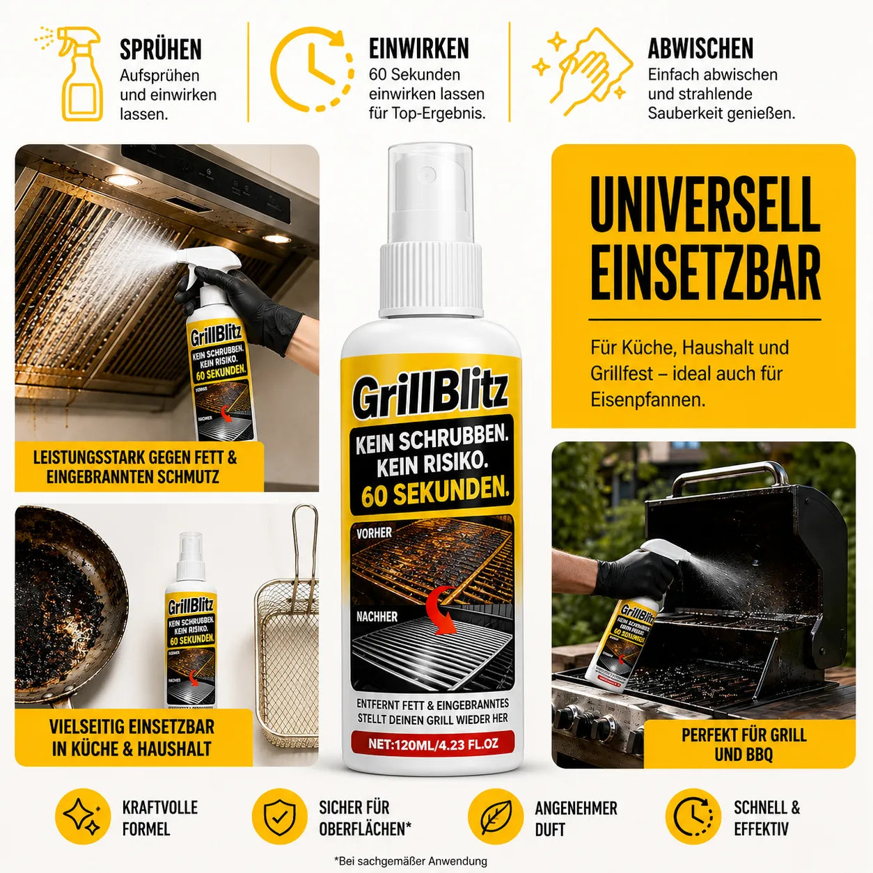 GrillBlitz - Kein Schrubben. Kein Risiko. 60 Sekunden.