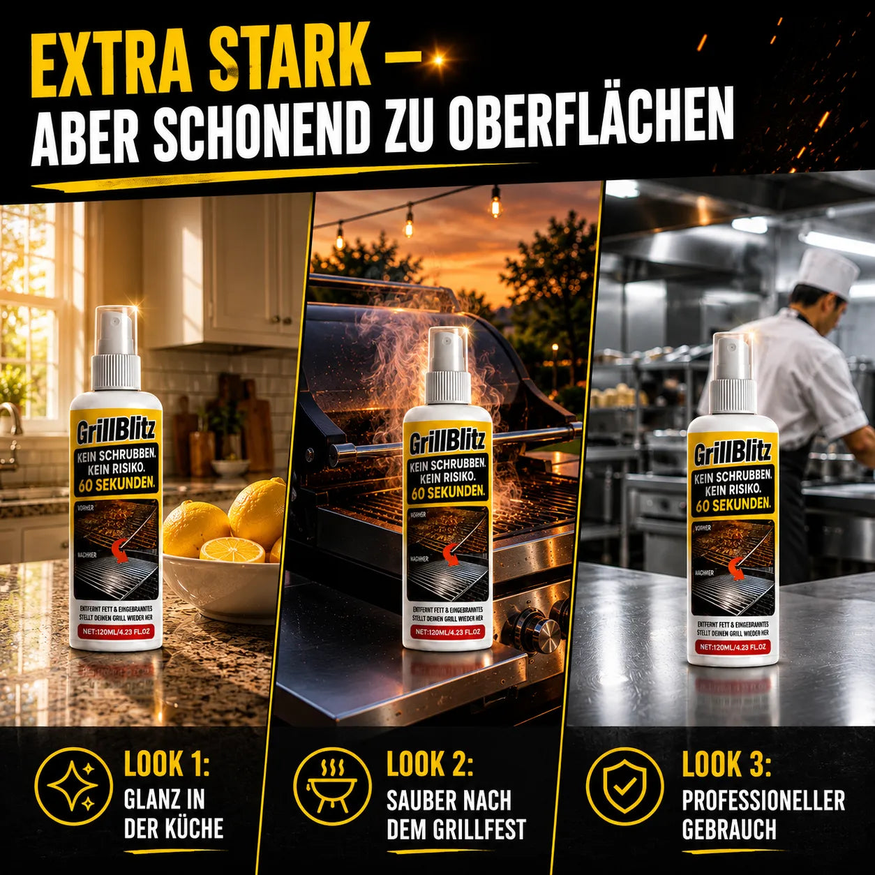 GrillBlitz - Kein Schrubben. Kein Risiko. 60 Sekunden.
