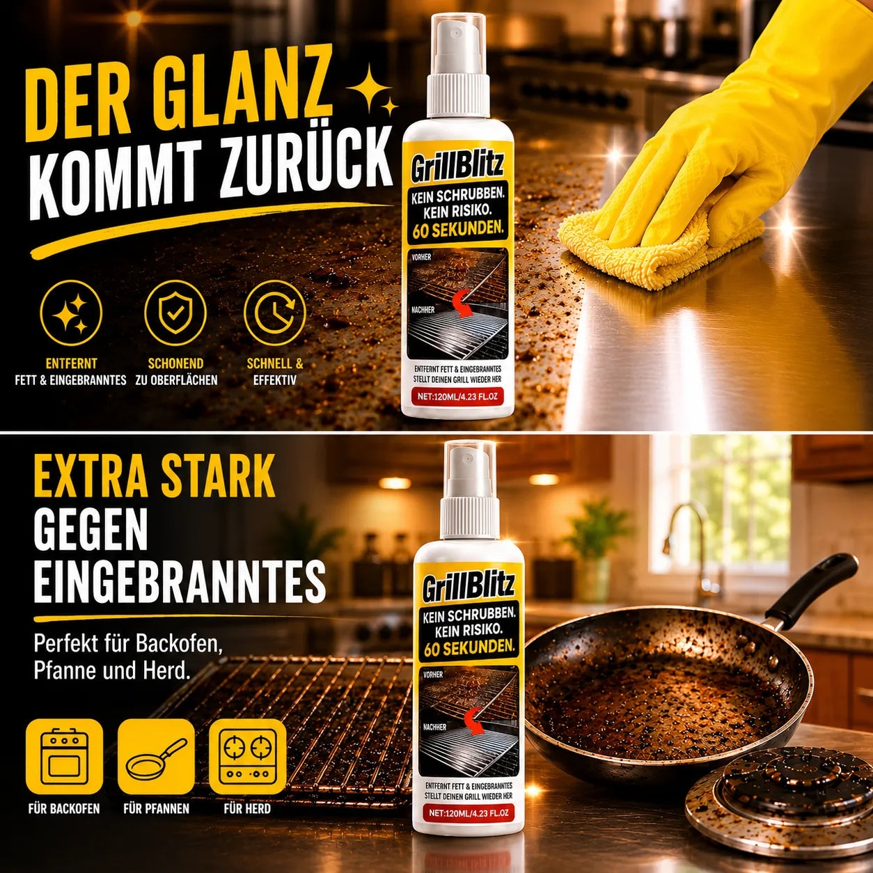 GrillBlitz - Kein Schrubben. Kein Risiko. 60 Sekunden.