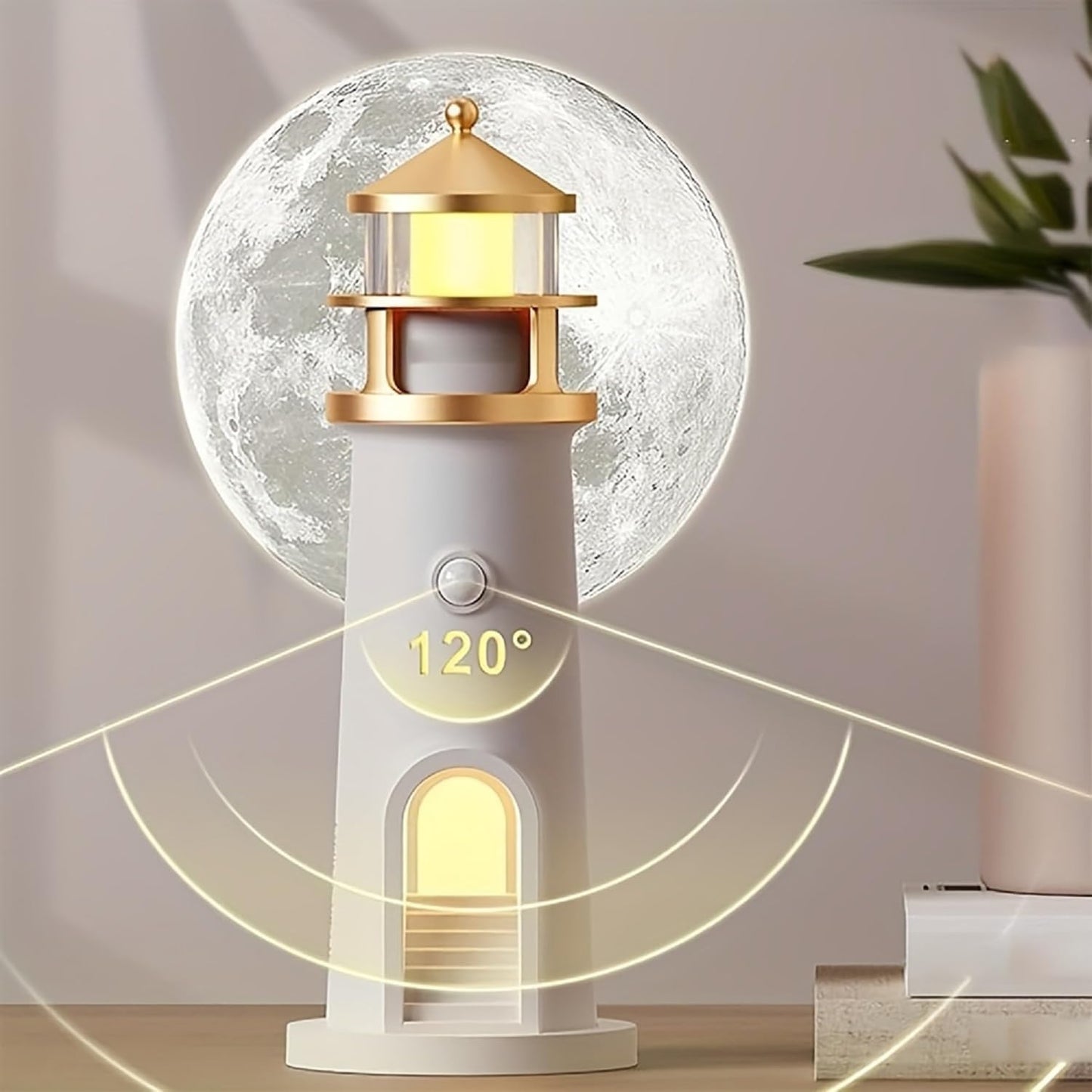 Magische Leuchtturm‑Lampe mit Mond­licht-Projektion