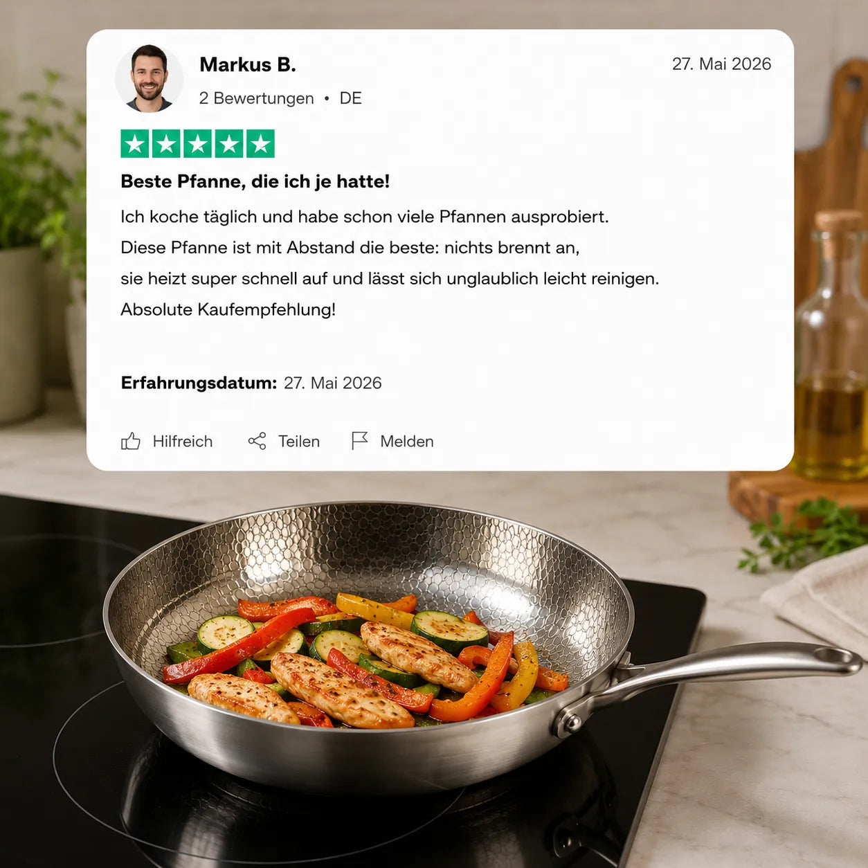 TitanPur Pro Premium Titan Schmor- & Hackfleischpfanne mit hohem Rand für vielseitiges Braten und Schmoren