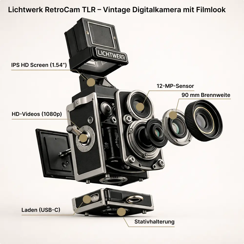 Lichtwerk RetroCam TLR – Vintage Digitalkamera mit Filmlook