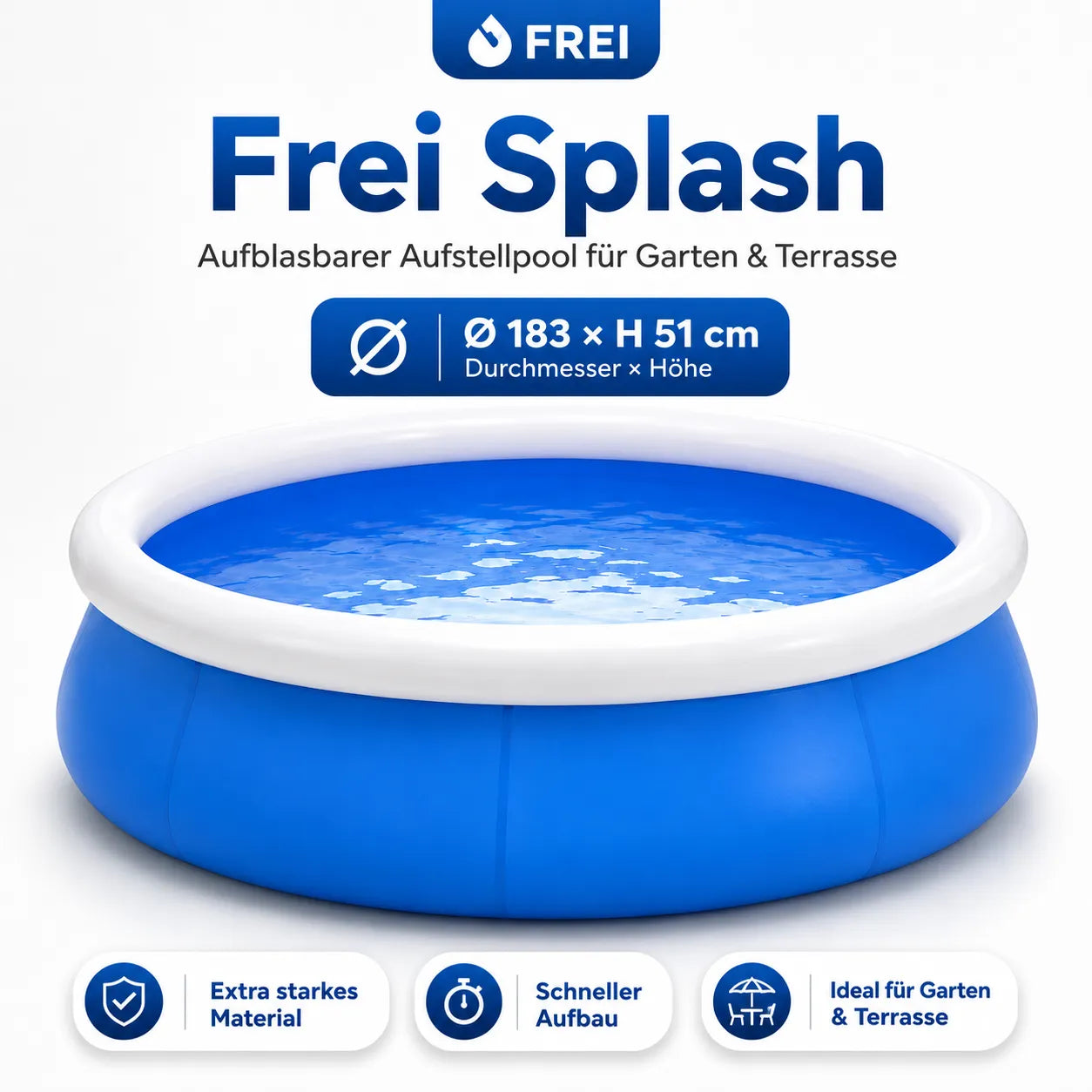 Frei Splash – Aufblasbarer Aufstellpool für Garten & Terrasse